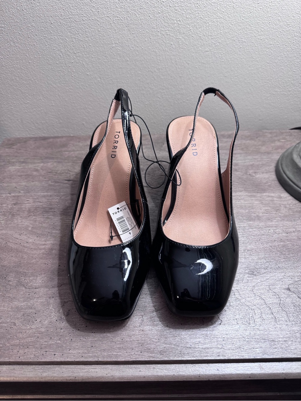 torrid Black Patent Square-Toe Slingback Heels